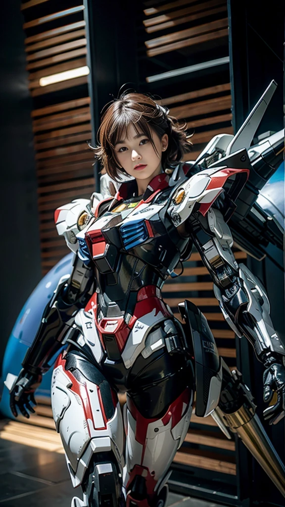 Textured skin, Super Detail, high details, High quality, Best Quality, hight resolution, 1080p, Gorgeous beauty、Girl with Beautiful Mecha Body、(Gundam) Girl with robot body