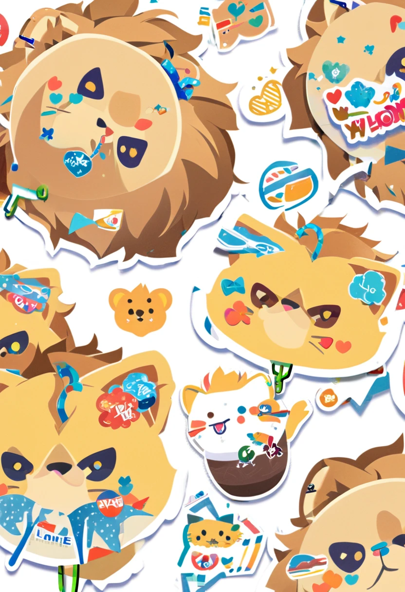 ((White Background)), ((Clip art )), ((Stickers)), (((Lion's Ears)), Beautiful wild rose fantasy art in watercolor, Beautiful face and perfect eyes with flowers, Angel Wings, chibi cute animation style, Bright colors, Intricate details, Hyper Detail, super high quality, 32k, Unreal Engine, isolated on White Background, cute, Sparkling