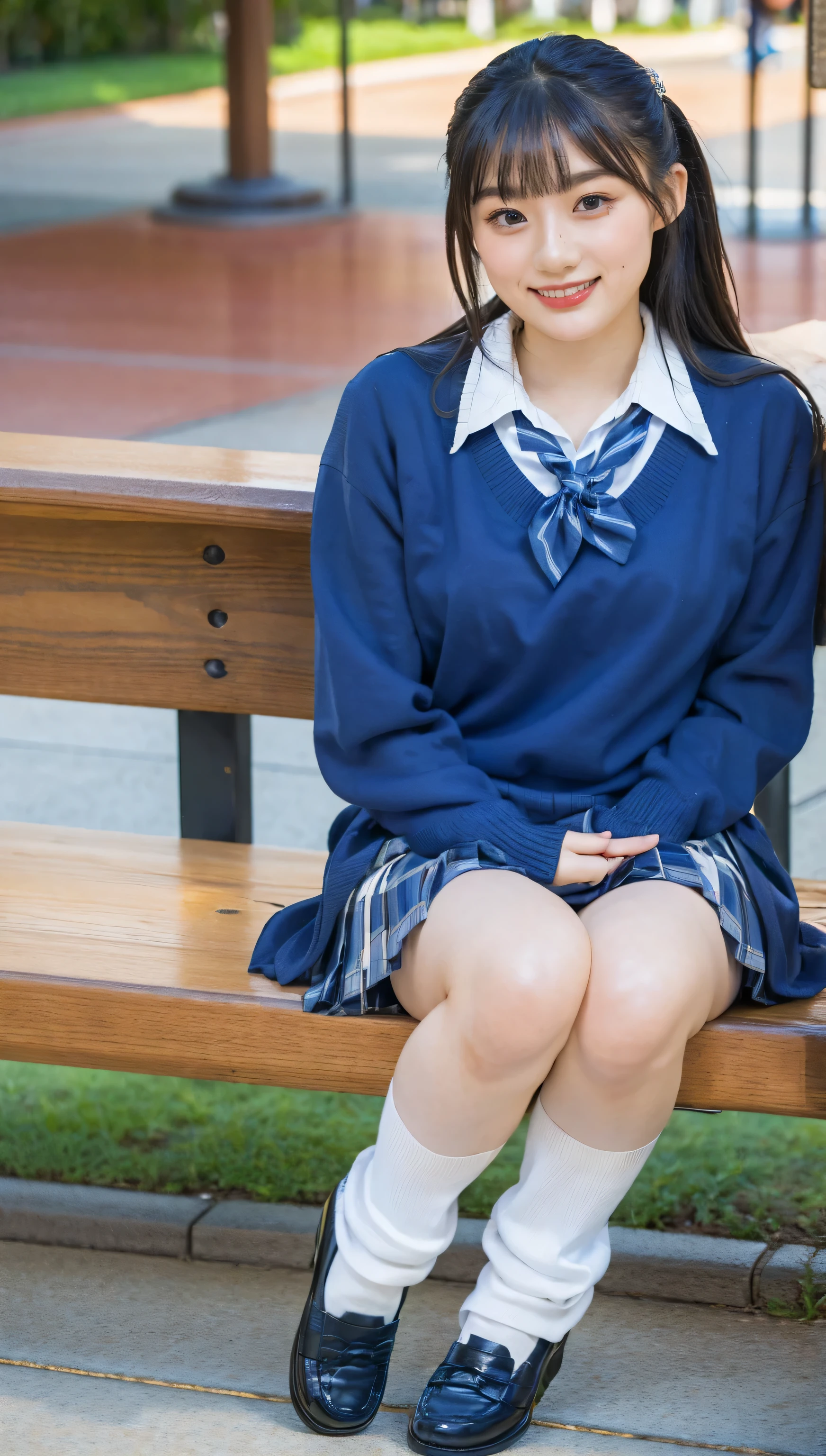 (photorealistic:1.4), best quality, masterpiece, raw 32k photo, (extremely detailed japanese beautiful girl), (extremely detailed eyes:1.2), (cute face:1.2), ultra-detailed, ultra high res, amazing, BREAK,sitting,
(school uniform:1.5), smile, (full body:1.2), detailed school girl, (disneyland:1.3), beautiful detailed girl, bangs, cute face, miniskirt,loafers, perfect legs, perfect hands