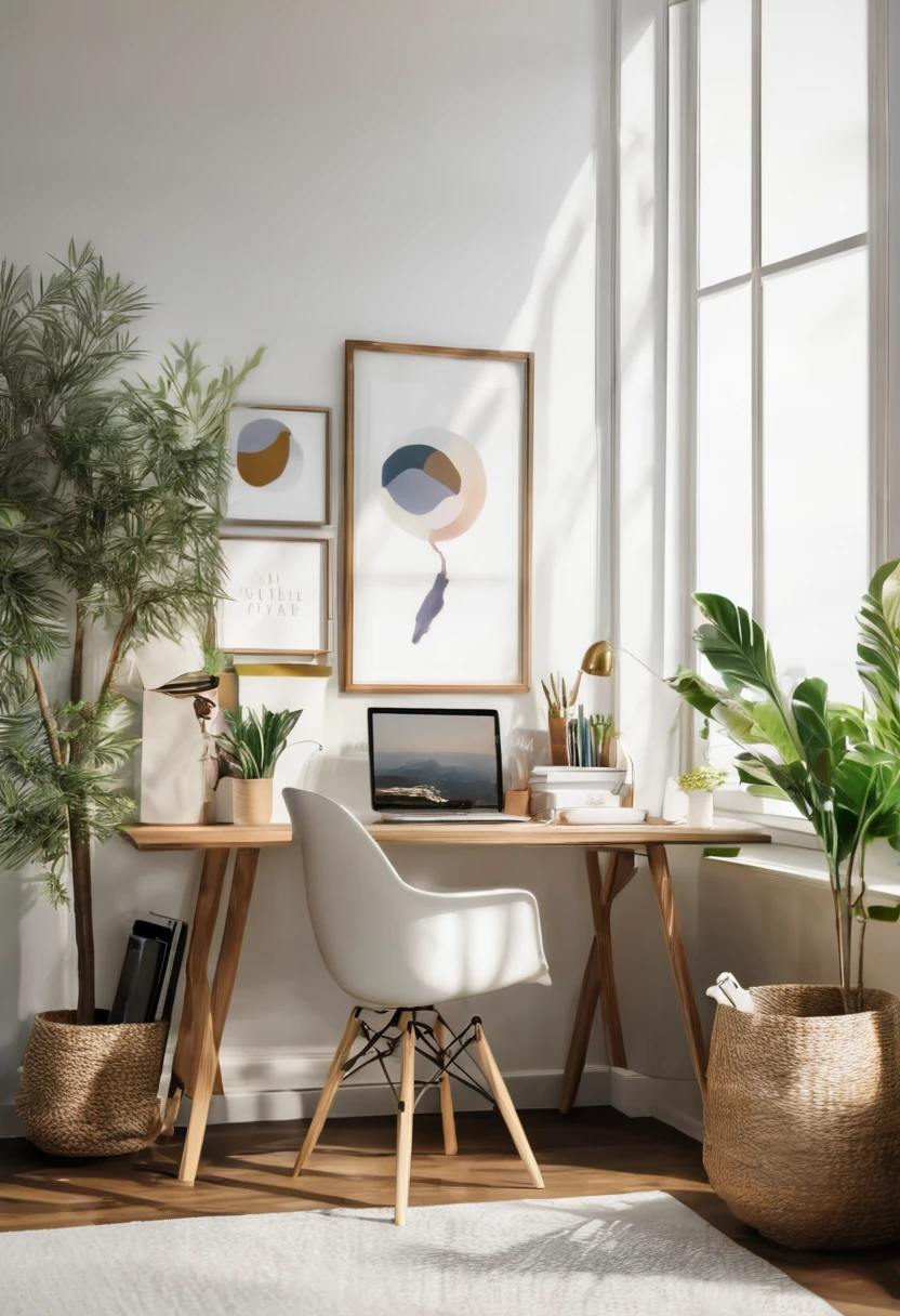 The desk of a beautiful office, there are stylish items on the table 