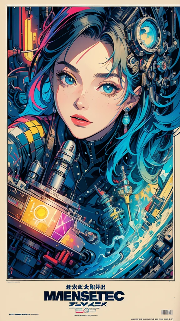 (((masterpiece, highest quality))),(((solo:1.2))),(((1girl:1.2))),32k wallpaper, very detailed, poster, vintage science fiction,(((((geometric cinematic movie poster))))), (bauhaus), shape,(((abstract))),(mid century modern),movie poster,(((((portfolio))))),(((((Close-up))))),(((((bust up))))),((((more various angle)))),(((highlight))),((((heterochromia)))),(((complete. detailed face))),((((Extremely talented)))),(((((most complicated machine))))),(((genius mechanic))),((Overall colorfully)),neon sign