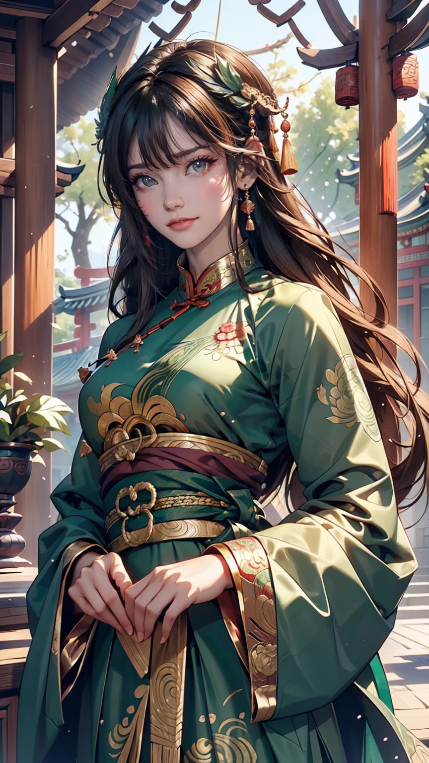((whole body)), samdoesarts style award winning whole body portrait of a beautiful woman, ((Perfect feminine face)),((Ancient Chinese Green Clothing)), ((Green Peking Opera Costume)), (Long sleeve) Gazebo, complicatedな, (Beautiful details in the eyes, Long eyebrows),((hairpin, Twisted Hair)),(sorrow), ((tears)), (sunlight), Shaded flat illustration, Digital Art, Trending on Art Station, Very detailed, The finer details, complicated, ArtJam、Rutkovsky、Art by Alphonse Mucha,