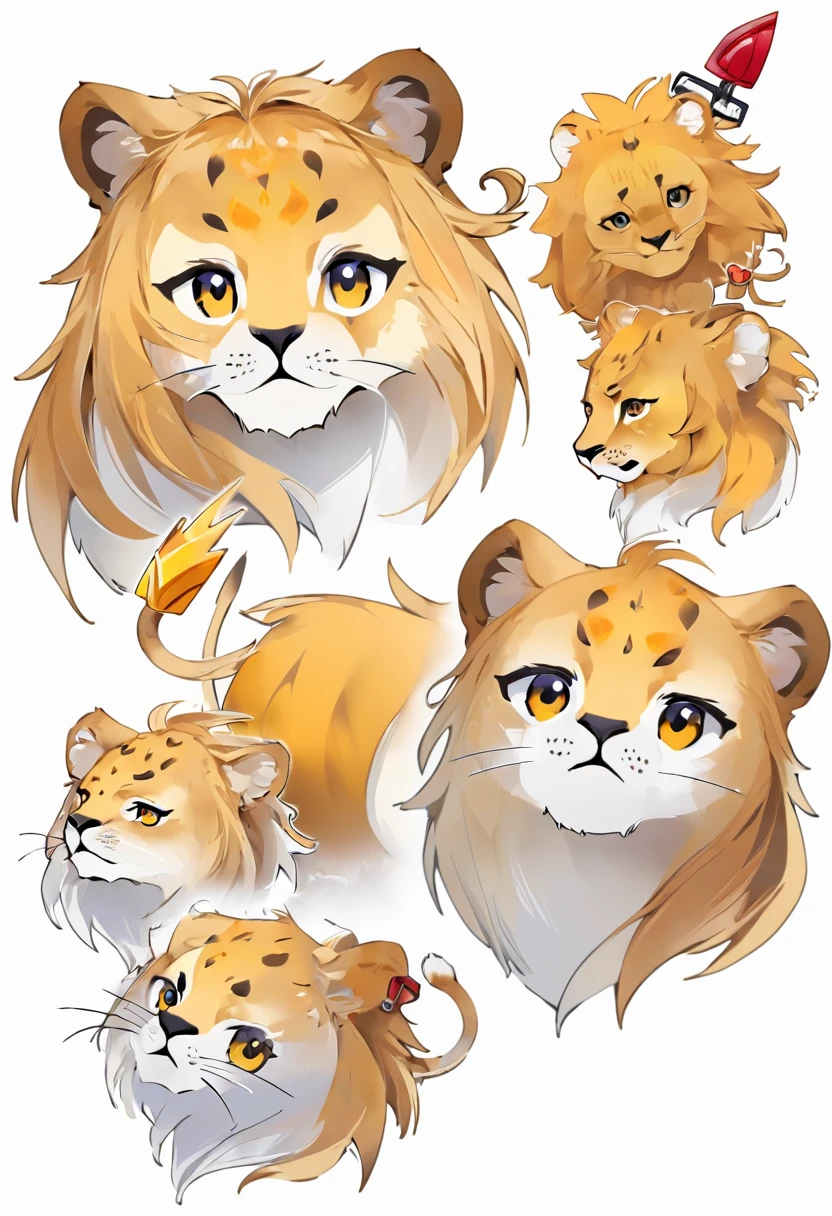 ((White Background)), ((Clip art )), ((Stickers)), (((Lion's Ears)), Beautiful wild rose fantasy art in watercolor, Beautiful face and perfect eyes with flowers, Angel Wings, chibi cute animation style, Bright colors, Intricate details, Hyper Detail, super high quality, 32k, Unreal Engine, isolated on White Background, cute, Sparkling