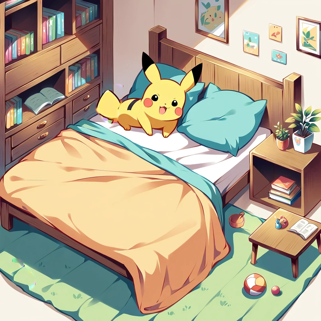 Erase the little Pikachu。Make the big Pikachu's tail jagged like lightning