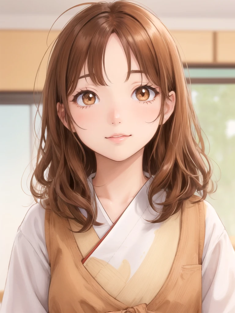 1girl‚ brown eyes‚ beautiful eyelashes‚ (brownhair)‚ (brownhair curtos), (brownhair curtos e cacheados), (Messy hair) japanese student outfit, lineart, anime style‚ best quality, best details