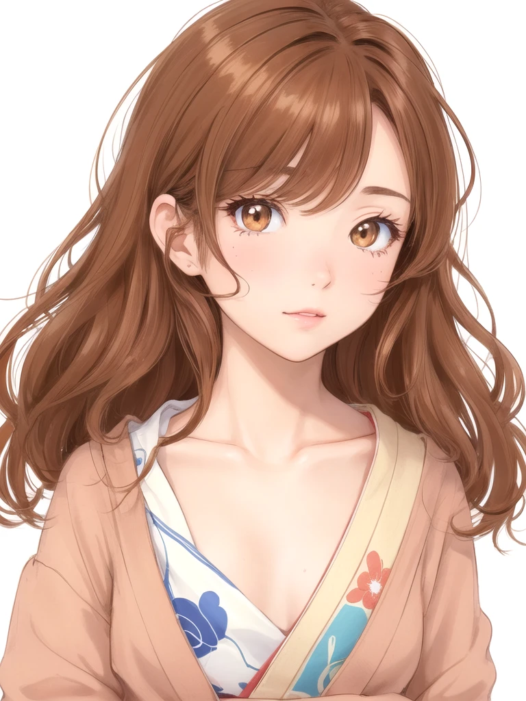 1girl‚ brown eyes‚ beautiful eyelashes‚ (brownhair)‚ (brownhair curtos), (brownhair curtos e cacheados), (Messy hair) japanese student outfit, lineart, anime style‚ best quality, best details