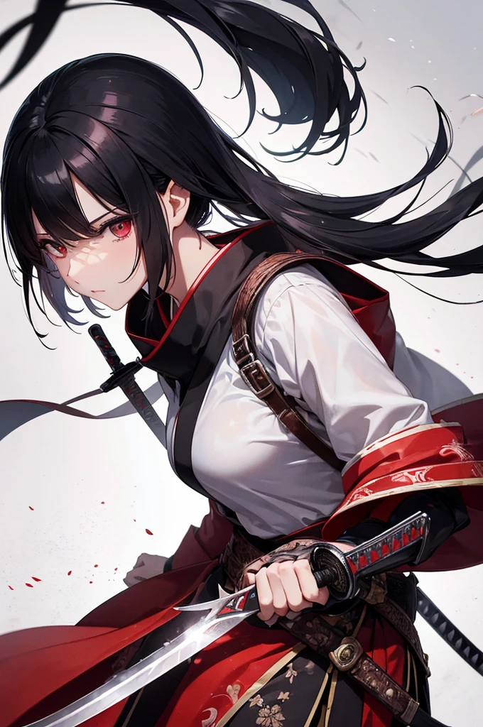 1girl、Close-up of a bloody knife and wood, (Just a Sword) Concept art inspired by Kano Hogai, Pixiv, creation, beautiful sword, warrior vinyl wrap, warrior, knifeのデザイン, knife, mobile wallpaper, No girls , Japanese art style, black and red fantasy sword, Traditional Japanese concept art, chainsaw sword knife