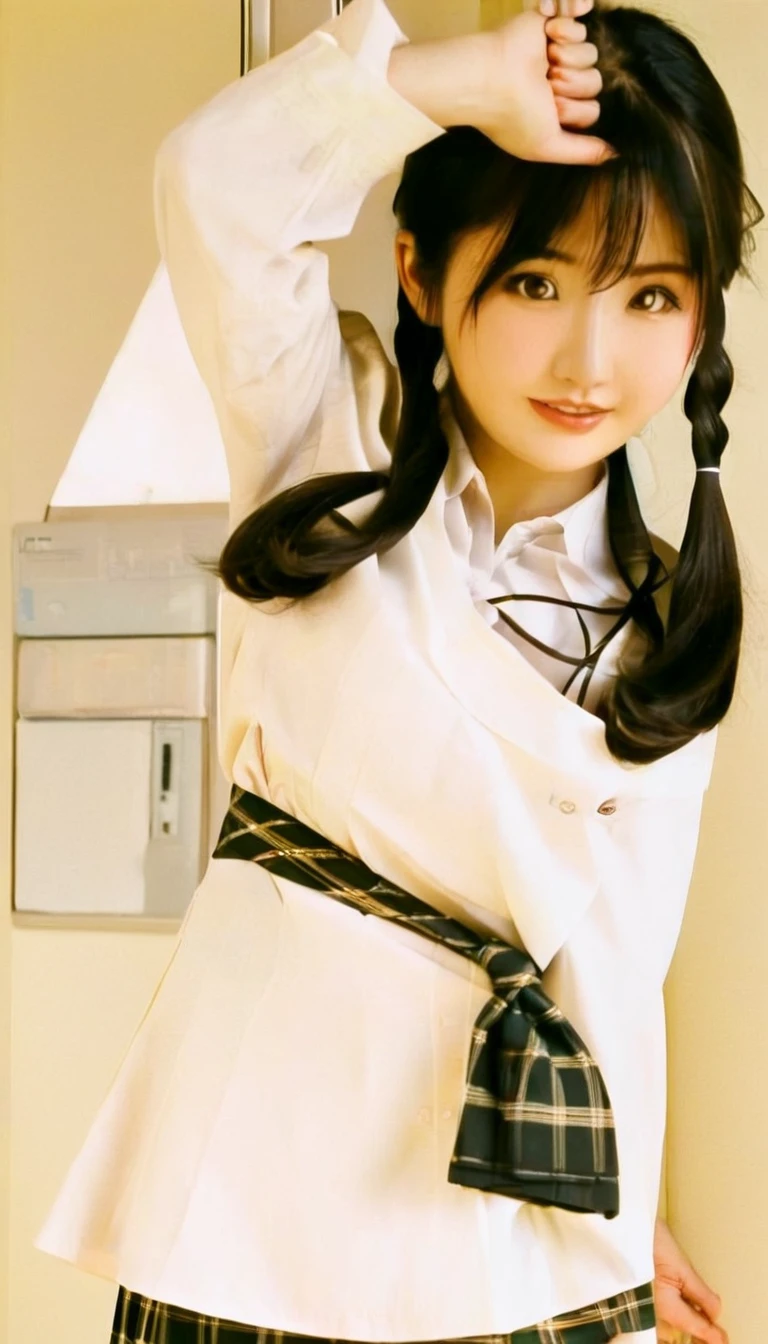 Japanese women, cute, 15 years old ,, (Natural light:2)
(school uniform,white shirt),black hair,black eyes,(Thin curtains, classroom:0.5),((big breast,leaning forward,cleavege)),ass pov,looking view,light smile,((breast focus))