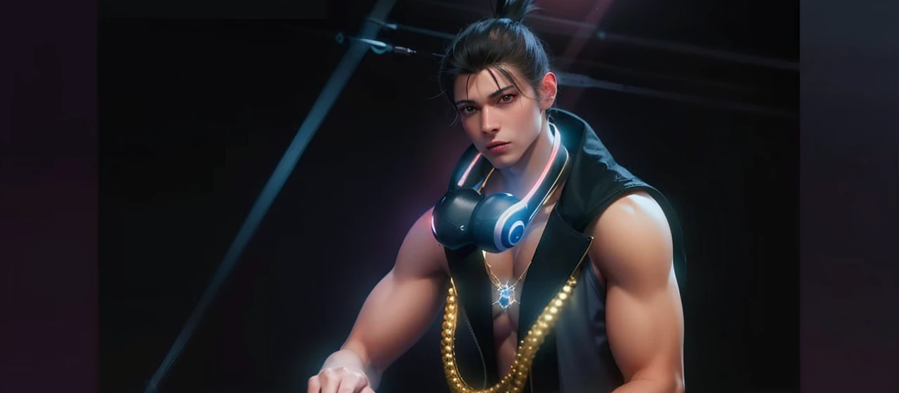 21 year old fratboy, black hair, crew cut, clean-cut, jock, <lora:BrainwashingVisor:0.7> BrnWshV, spirals, head-mounted display, covered eyes, tinted eyewear, open mouth, :o, wireless headphones, glowing, white tank top, track pants, seated