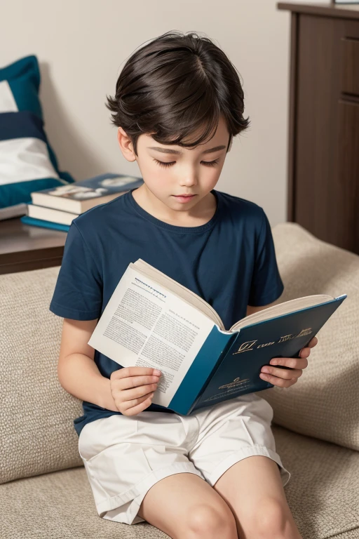 Boy reading a newspaper 
