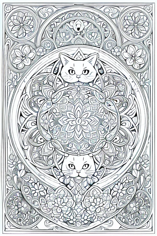 A cute, playful cat with a ball of yarn, surrounded by butterflies and flowers. line art, cartoon character, 3d style, high-quality, coloring book, hand-draw, lineart.
(Masterpiece, Best Quality, Highres:1.4), Detailed, Intricate Details, 4K, color splashes, line art, fibonacci,