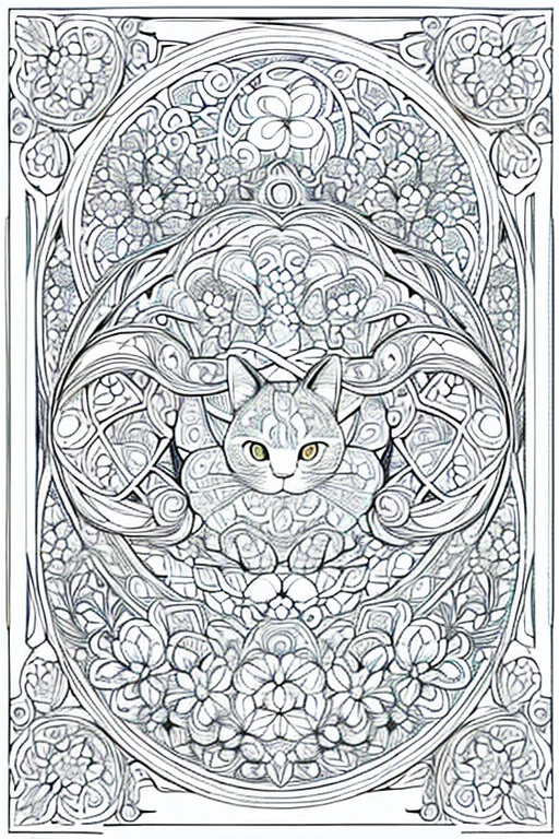A cute, playful cat with a ball of yarn, surrounded by butterflies and flowers. line art, cartoon character, 3d style, high-quality, coloring book, hand-draw, lineart.
(Masterpiece, Best Quality, Highres:1.4), Detailed, Intricate Details, 4K, color splashes, line art, fibonacci,