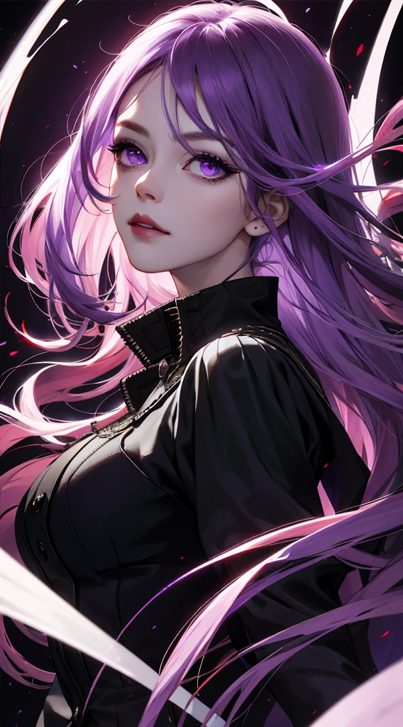 Two-dimensional girl，whaite hair(long whitr hair)(Purple pick dye)(Long and dense),Deep purple eyes(Blurred)(Hazy)(Vertical pupils)(Secret patterns),Light red blush，Long, dense black eyelashes，The demons,skull，nightmare，uncanny，misterious，alienation，Flashy makeup，Ghost mask(Half-faced)(Cai Jin)，Huge pocket watch，Machinary，UHR，tmasterpiece，Highest image quality，Beautiful CG，Delicate and beautiful facial features，best qualityer，super-fine（half-body portrait）