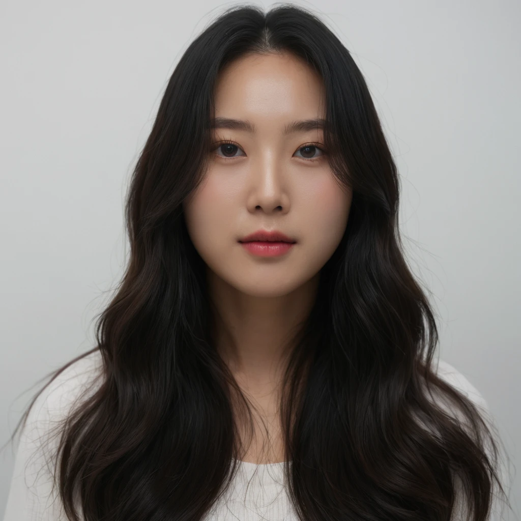 Best Quality, 8k, Masterpiece, (Portrait: 1.3), (photo realistic:1.4), (hyper realistic:1.4), Sharp Focus, looking at viewer, (smoother lighting:1.1), (increase cinematic lighting quality:0.9), realistic lighting, backlighting, light on face, ray trace, (brightening light:1.2), (Increase quality:1.4), sharp detail, (best quality real texture skin:1.4), finely detailed eyes, black_eyes, finely detailed face, 25 year old Korean woman
