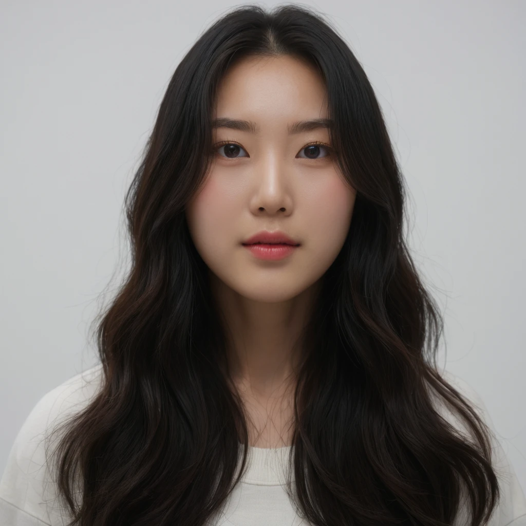 Best Quality, 8k, Masterpiece, (Portrait: 1.3), (photo realistic:1.4), (hyper realistic:1.4), Sharp Focus, looking at viewer, (smoother lighting:1.1), (increase cinematic lighting quality:0.9), realistic lighting, backlighting, light on face, ray trace, (brightening light:1.2), (Increase quality:1.4), sharp detail, (best quality real texture skin:1.4), finely detailed eyes, black_eyes, finely detailed face, 25 year old Korean woman