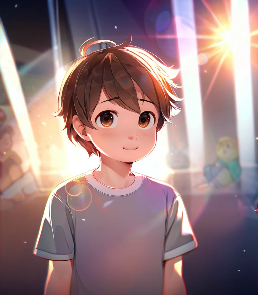 high resolution, Top quality, best quality, Paid rewards available, High quality illustrations, An unrivalled masterpiece(1 boy，charming，Toddlers，Casual wear，deep) For the audience，Looking at the audience(Furry personification)，absurd, Perfect anatomical structure, Caustic lines, Dynamic Lighting, lens flare, Movie Shadows, angle,(Very detailed and beautiful face and eyes)