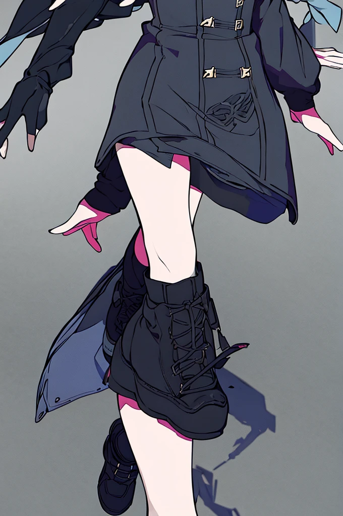 dress, short sleeves, boots, detached sleeves, socks, black footwear,