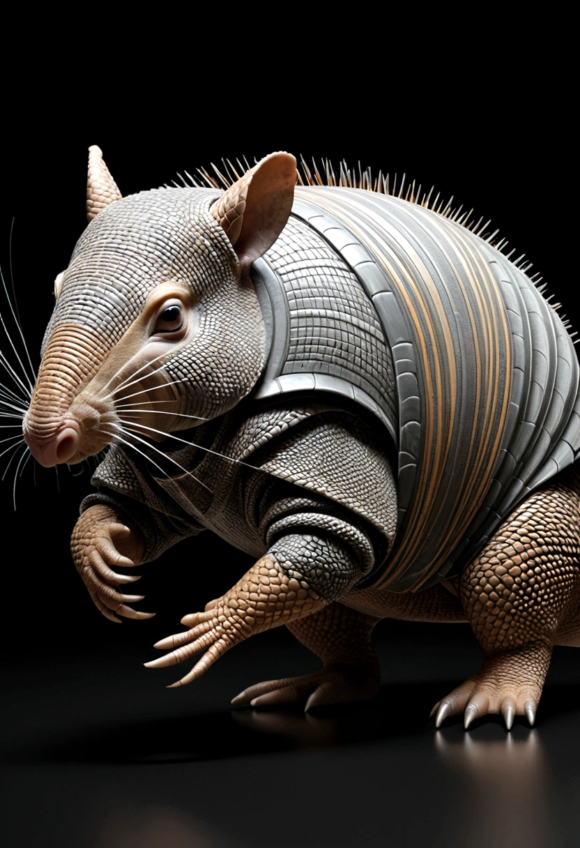 Speed lines and effects to show the armadillo spinning。
