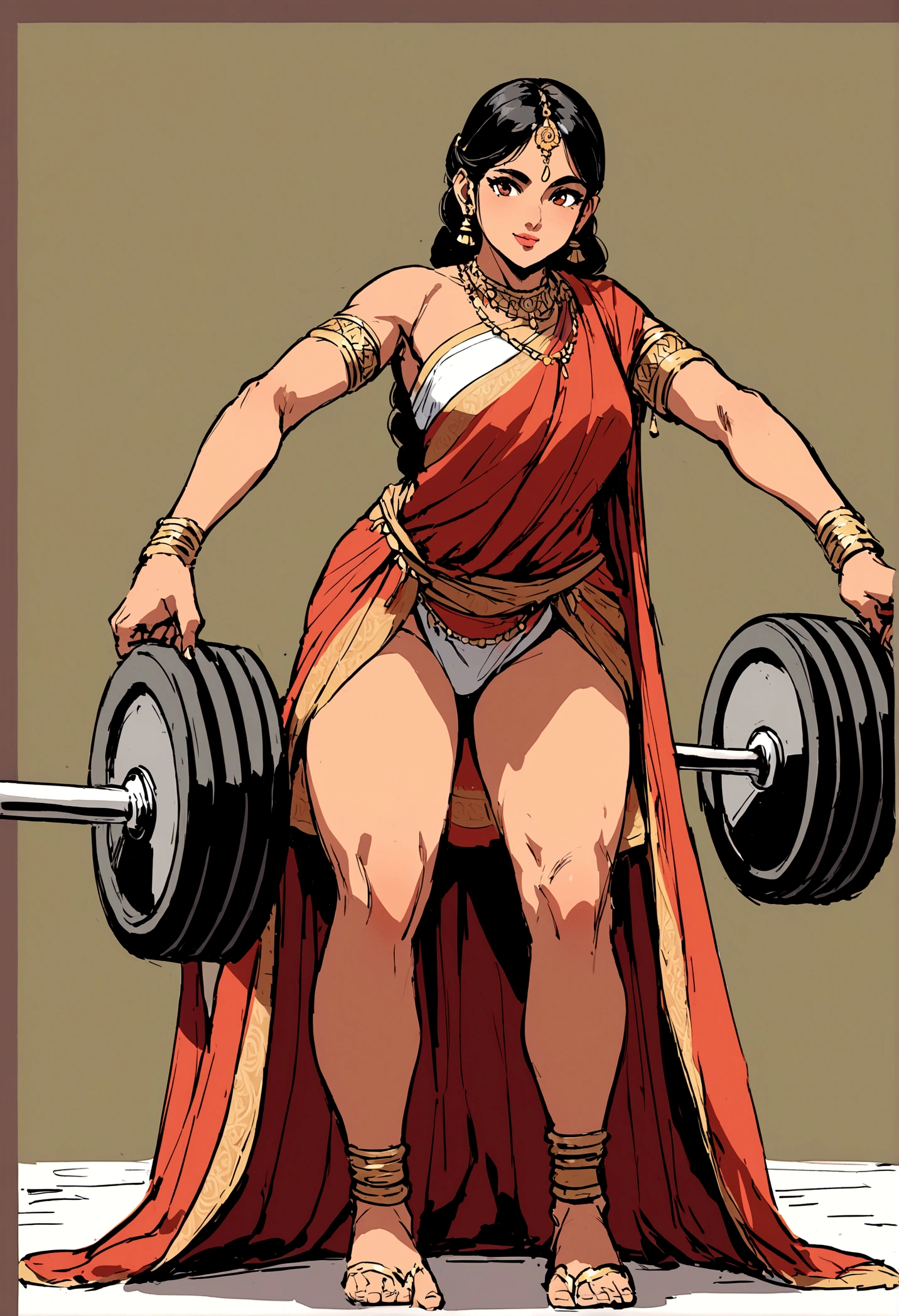An Indian woman from Maharashtra, performing a deadlift