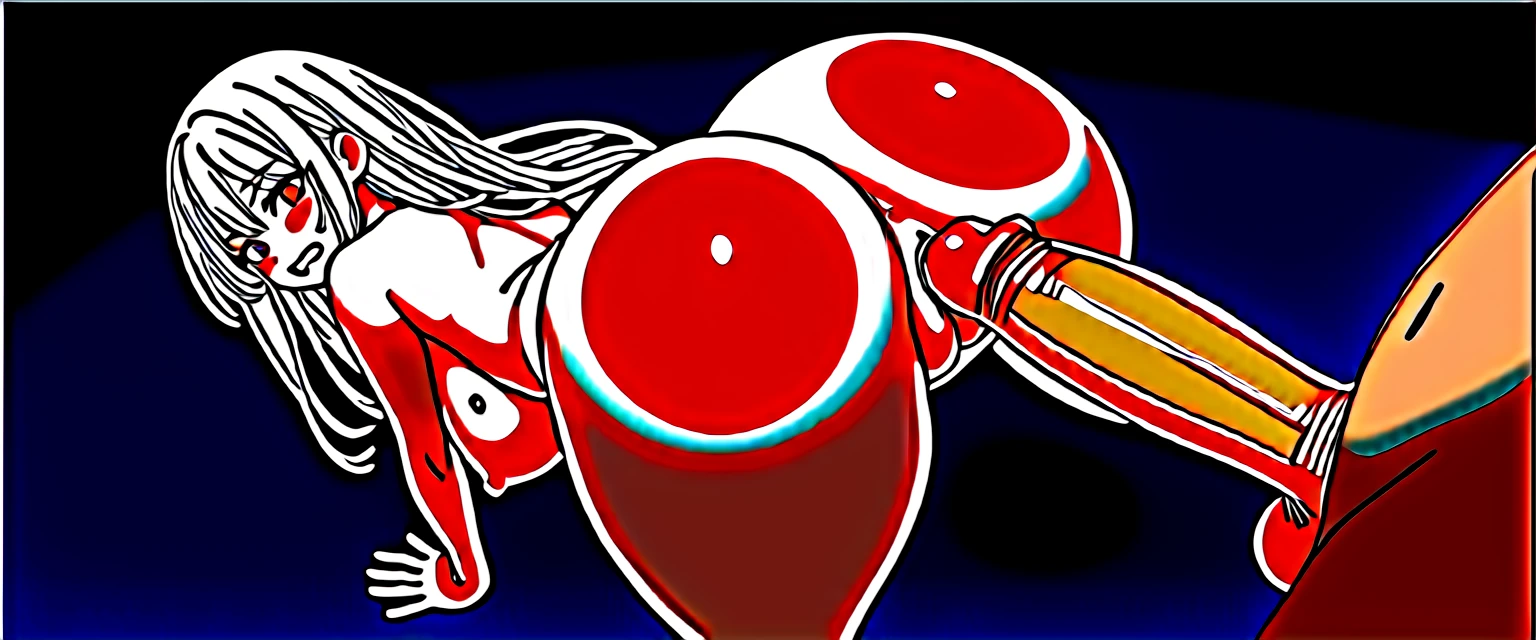 (masterpiece), (best quality), ((ultra-detailed)), (high resolution), (an extremely delicate and beautiful, super fine illustration), official art, BREAK (NSFW), (R-18G:2.3), (1girl), Plump, (Thick thighs:1.5), (big ass:1.5), erect nipples, Huge areola, large nipples, (long nipples:1.6), erect nipples, oily skin, (white Hair), (long Hair), (red eyes), BREAK (ahegao:1.6), (clenched teeth:1.8), (angry:1.5), (orgasm:1.7), BREAK (bare foot), BREAK open legs, vagina, BREAK (Sweat:1.3), steam, humid, pussy juice, (spanking:1.8), BREAK 1man, (huge penis:1.5), (vaginal penis:1.4), (all fours on prison), BREAK (dynamic angle:1.4), (ass focus:1.7), (from above:1.4), (looking ahead:1.3),
