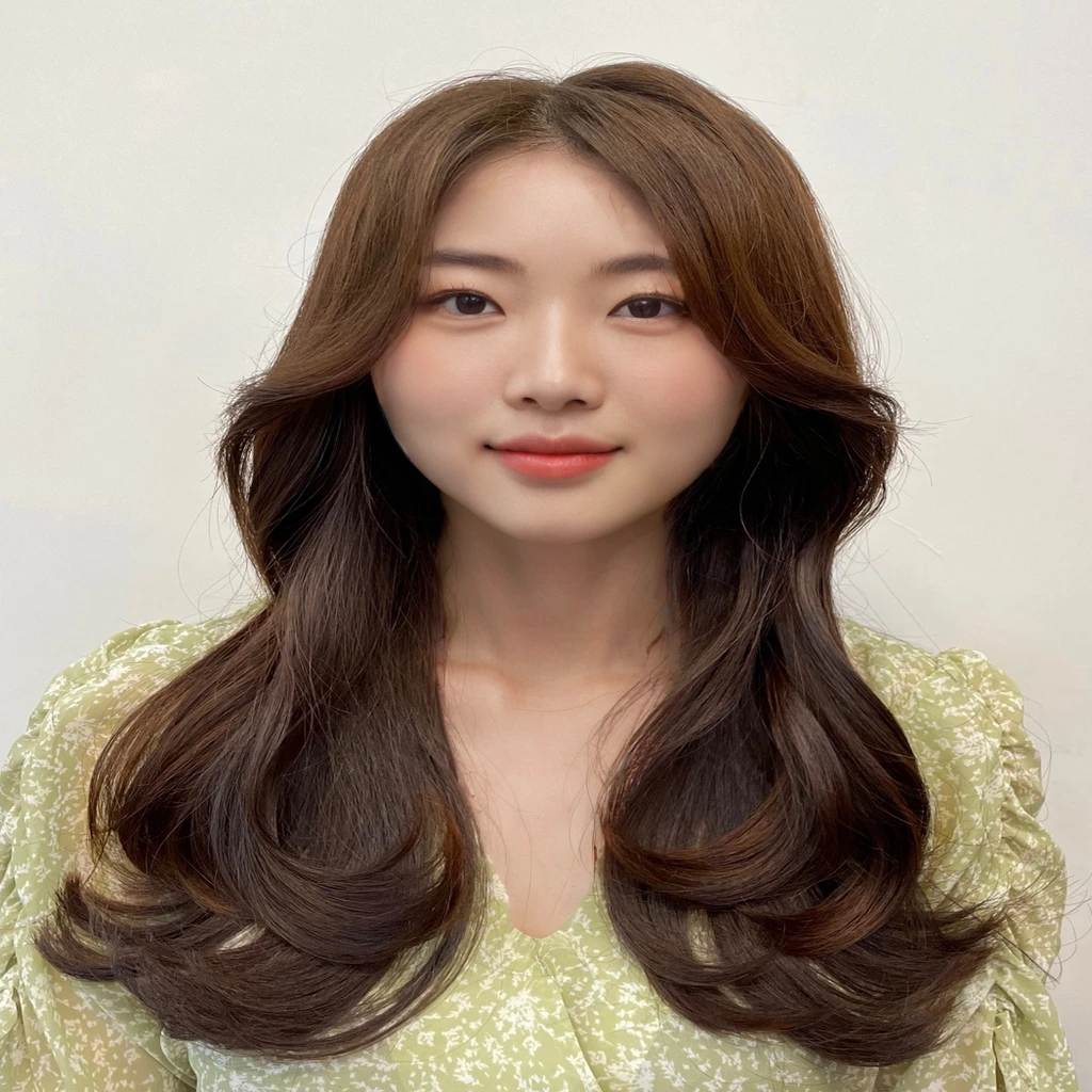 Best Quality, 8k, Masterpiece, (Portrait: 1.3), (photo realistic:1.4), (hyper realistic:1.4), Sharp Focus, looking at viewer, (smoother lighting:1.1), (increase cinematic lighting quality:0.9), realistic lighting, backlighting, light on face, ray trace, (brightening light:1.2), (Increase quality:1.4), sharp detail, (best quality real texture skin:1.4), finely detailed eyes, black_eyes, finely detailed face, 25 year old Korean woman, (white t-shirt:1.4), (Create an image maintaining the original base model hairstyle:1.5)