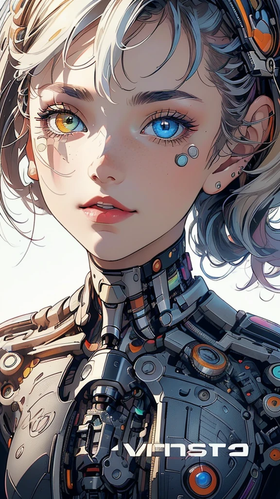 (((masterpiece, highest quality))),(((solo:1.2))),(((1girl:1.2))),32k wallpaper, very detailed,(((((portfolio))))),(((((Close-up))))),(((((bust up))))),((((more various angle)))),(((highlight))),((((heterochromia)))),(((complete. detailed face))),((((Extremely talented)))),(((((most complicated machine))))),(((genius mechanic))),((Overall colorfully)),(((cyborg))),(((text))),(((typography)))