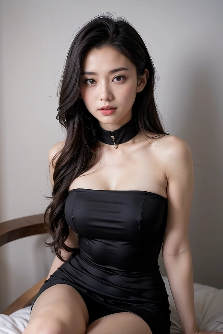 One girl, Black Dress, White Background,Beauty