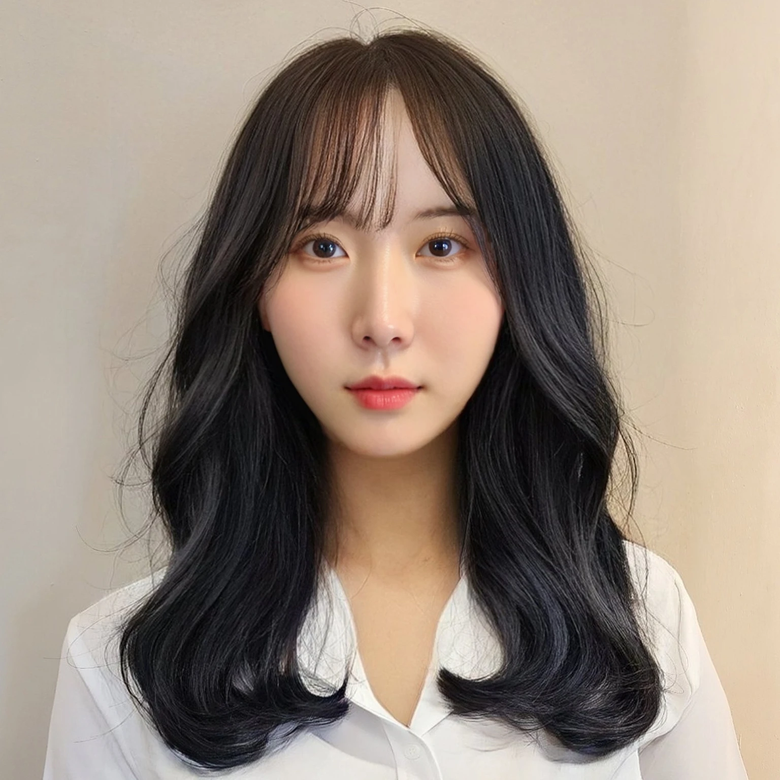 Best Quality, 8k, Masterpiece, (Portrait: 1.3), (photo realistic:1.4), (hyper realistic:1.4), Sharp Focus, looking at viewer, (smoother lighting:1.1), (increase cinematic lighting quality:0.9), realistic lighting, backlighting, light on face, ray trace, (brightening light:1.2), (Increase quality:1.4), sharp detail, (best quality real texture skin:1.4), finely detailed eyes, black_eyes, finely detailed face, 25 year old Korean woman