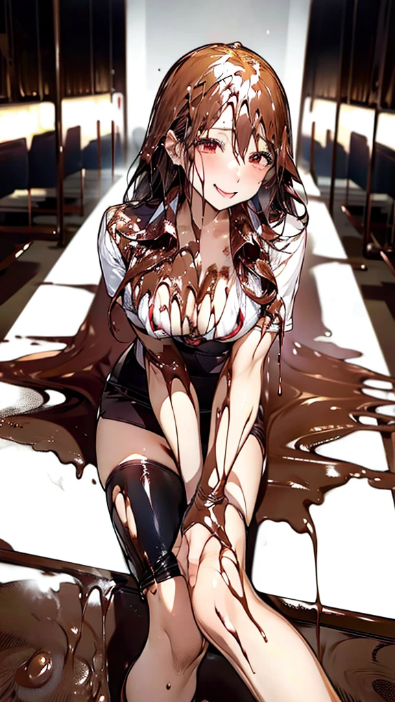 Mouth open、Sticking out tongue、Vero,syrup on chest, chocolate syrup on hair,whole body,pants,Leg spread:0.8,Public Image Group Photo:1.5, shiny limbs,Very attractive arms and thighs,Elegant,Very sexy body, No sleeve,office lady,Wearing a tight skirt,Ahegao,orgasm
