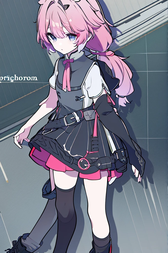dress, short sleeves, boots, detached sleeves, socks, black footwear, upper body