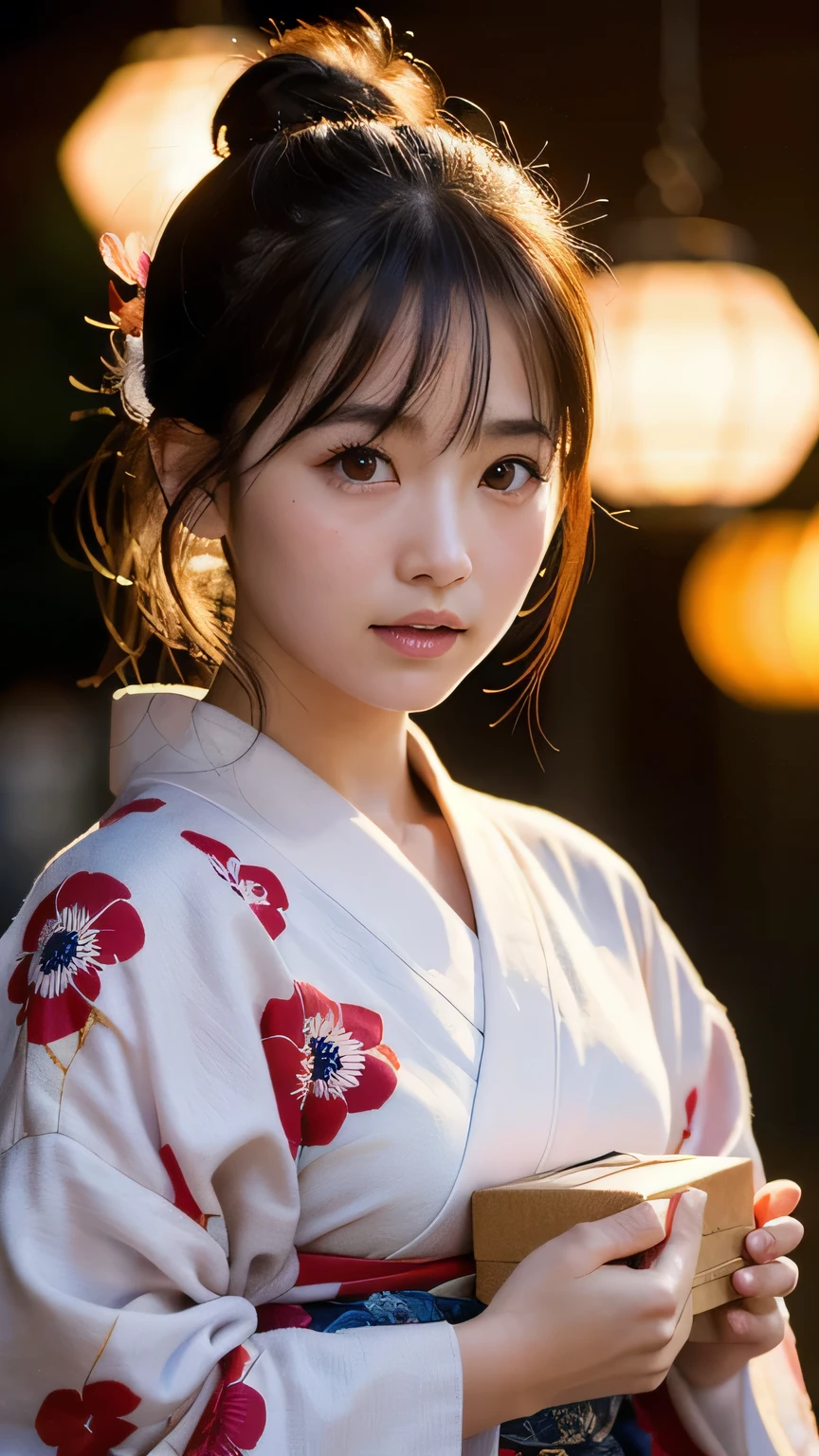 Highest quality, Face Focus, Soft Light, Ultra-high resolution, (Realistic:1.4), RAW Photos,
1 Japanese girl, alone, cute, (pupil, light in your eyes), Beautiful face in every detail, (Small Box),(High resolution detail of human skin texture),Highest quality,, Soft Light, Ultra-high resolution, (Realistic:1.4), RAW Photos,Fireworks in the background、night、1 Japanese girl, alone, cute, (pupil, light in your eyes), Beautiful face in every detail, (Small Box),(High resolution detail of human skin texture),hair bun、(Floral Yukata:1.2)
