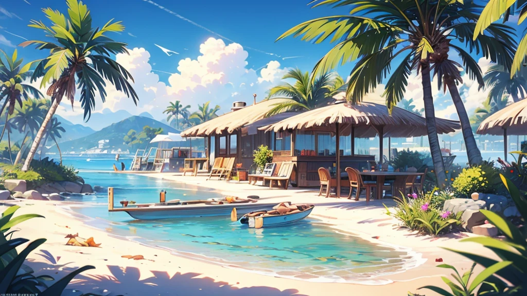 anime girl laying on the beach listen to music, palm trees and a, rhads and lois van baarle, lois van baarle and rossdraws, artgerm and lois van baarle, beautiful digital artwork, beaching, extremely detailed artgerm, deviantart artstation cgscosiety, anime background art, amazing wallpaper, background art, hd wallpaper, relaxing concept art, beautiful wallpaper, high quality desktop wallpaper, background artwork, pc wallpaper, anime background, wallpaper hd, 8K image quality, Masterpiece