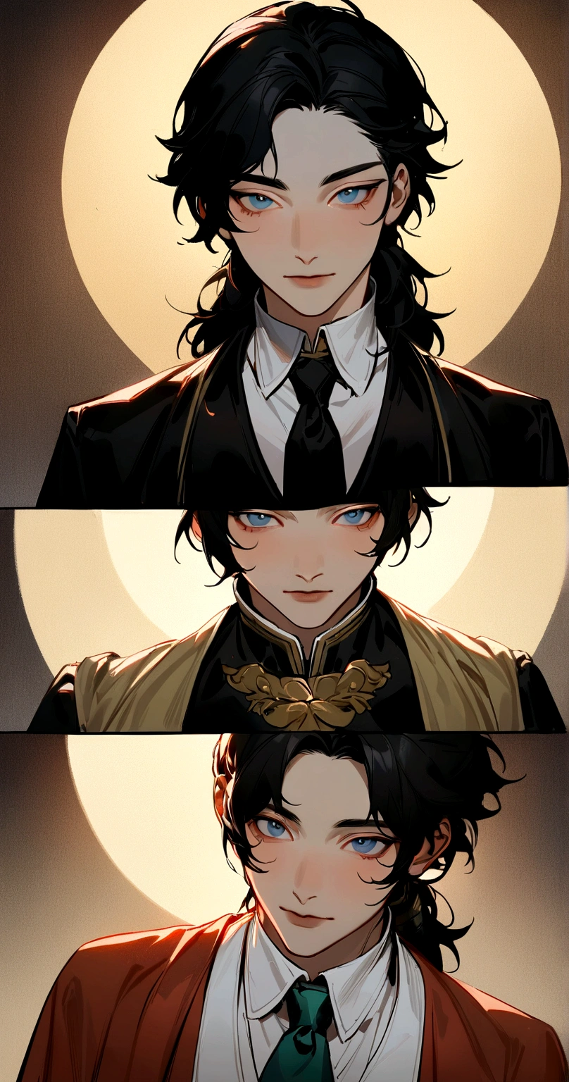 a close-up of a person wearing a jacket and tie, artwork in the style of Guweiz, handsome guy in demon slayer art, beautiful androgynous prince, cai xukun, sakimichan frank franzzeta, male anime character, Male anime style, delicate androgynous prince, Guweiz, Anime handsome man, anime portrait of handsome man, Gentle smile, slight blush on the cheeks