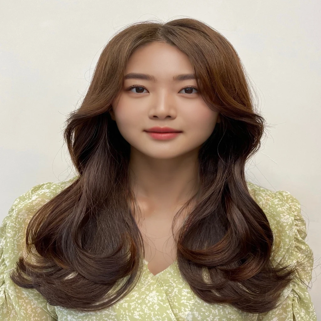 Best Quality, 8k, Masterpiece, (Portrait: 1.3), (photo realistic:1.4), (hyper realistic:1.4), Sharp Focus, looking at viewer, (smoother lighting:1.1), (increase cinematic lighting quality:0.9), realistic lighting, backlighting, light on face, ray trace, (brightening light:1.2), (Increase quality:1.4), sharp detail, (best quality real texture skin:1.4), finely detailed eyes, black_eyes, finely detailed face, 25 year old Korean woman, (white formal_shirt:1.4), (Create an image maintaining the original base model hairstyle:1.5)