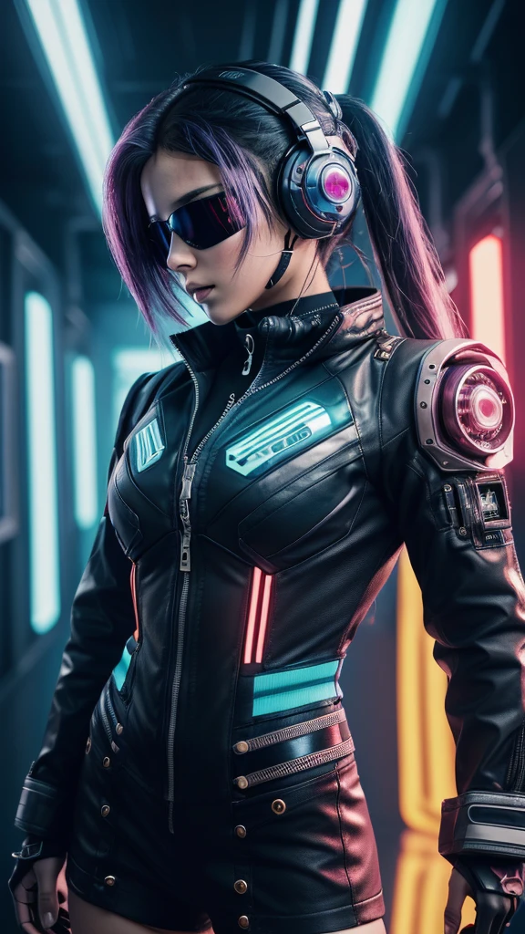 (masterpiece,Highest quality,Super detailed,Ultra-high resolution,Detailed Background),((cyber punk)),((Flat Color)),((colorful)),(One girl),pilot,pilot helmet,pilot jacket,View your viewers,alone,Upper body naked,Colored Background,High Contrast,Contrasting colors,Cowboy Shot,