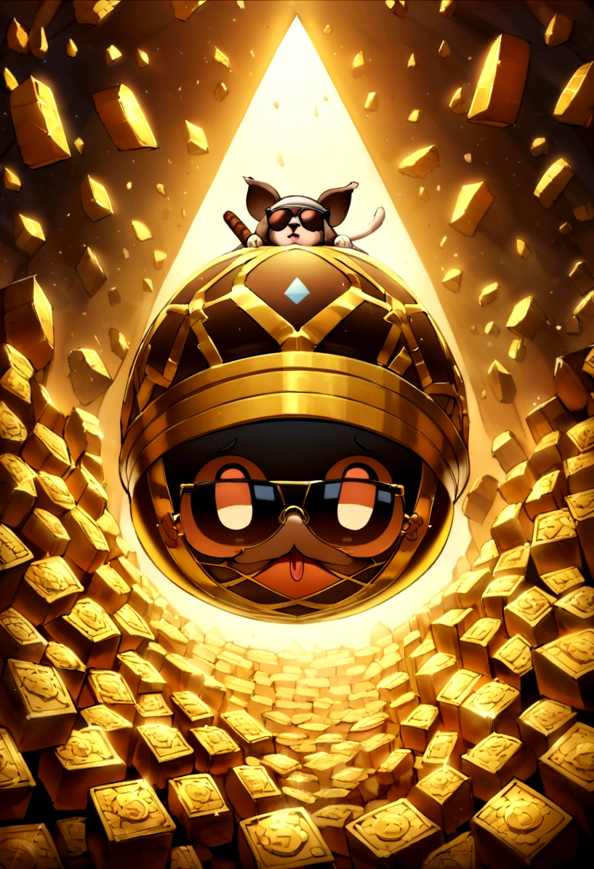 Cute puppy、Bitcoin、Cryptocurrency、rich、sunglasses、hat、hatのロゴに「D」It says in large letters:、Dynamic Jumps、Real、photograph、8K、cigar(((Too big diamond 1：9)))、Riding on a big diamond、Gold bars covering the entire wall、Jewels overflowing from a treasure chest(((D mark)))