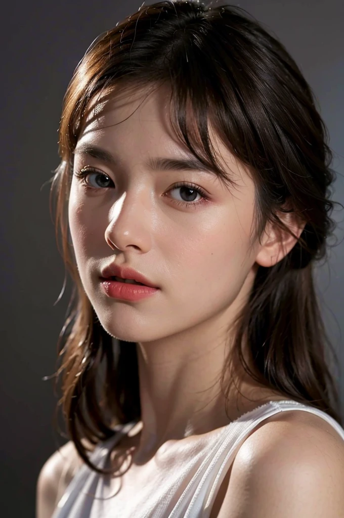 (8k, RAW photo, best quality, masterpiece:1.2), yjnn, 3d, , , grey_background, looking_at_viewer, thor, face portrait, realistic, shirt,Shiny skin, beautiful delicate face, beautiful delicate eyes ,(realistic, photo realistic:1), bokeh , volumetric light, HDR, bloom