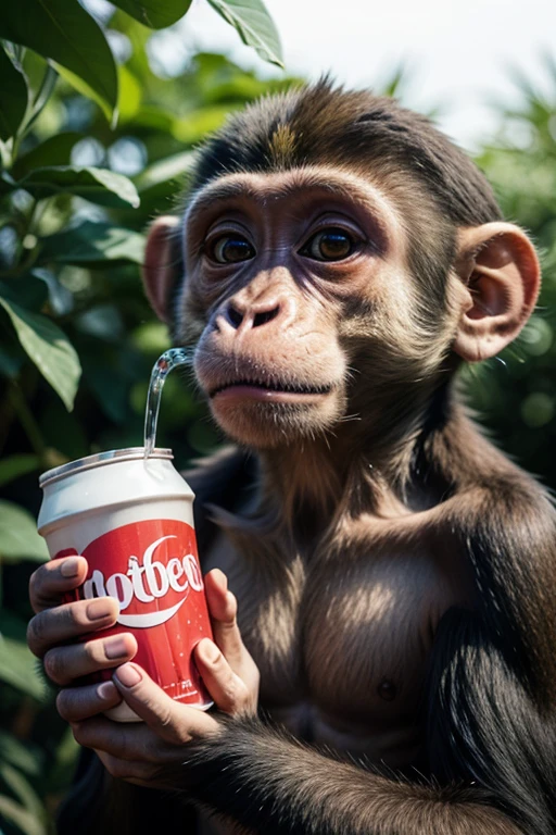 monkey drinking soda