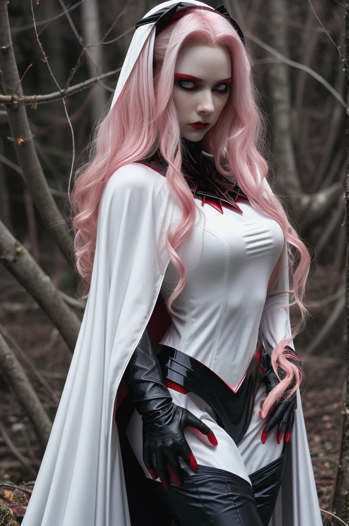 A mysterious figure with glowing red eyes, cascading black hair and pale skin, a ghostly girl dressed in a red sex cape, in a gloomy forest, slender body with beautiful curves, realistic snake, kryptonite, super detailed lines, white clothing colors , red and black flowers with pink aura, photo realistic, test, test, highly detailed and highly detailed deep colors, pink long hair, blue eyes, black hanfu, curvy, flowing, beautiful, otherworldly, luminism, stars, flowers, shine, cool, gothic masterpiece image, dusty, ethereal, immortal, light, dark, bright, mysterious, soft, super realistic and smooth, best quality extremely detailed, Supergirl, sensual erotic pose, wolves, european girl with white skin Red cape red eyes sex positions white skin, Gwen Stacy in swastika outfit
 