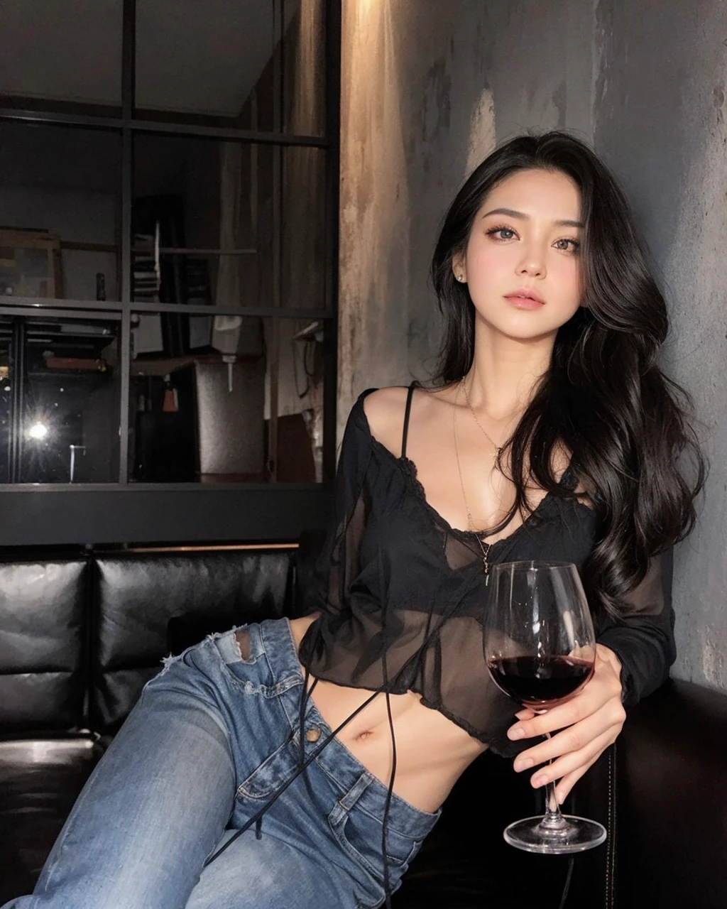 beautfull woman, slanted eyes, medium mouth, adult  woman