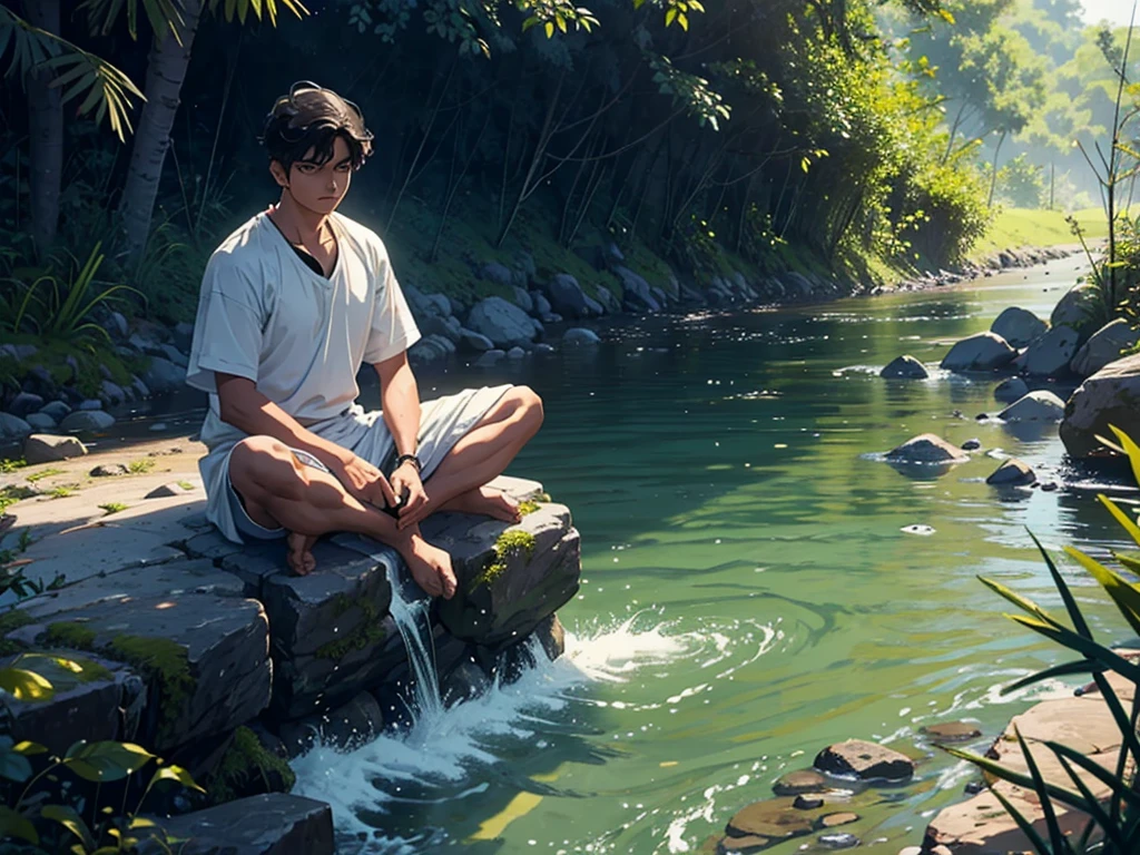 The second challenge was to cross a huge river. This river had strong currents and there were crocodiles in it. Sitting on the bank of the river, Arjun meditated and tried to understand the flow of the river. He saw that the currents of the river were like his mind, if he remained calm, he could cross safely. He crossed the river with the help of meditation.