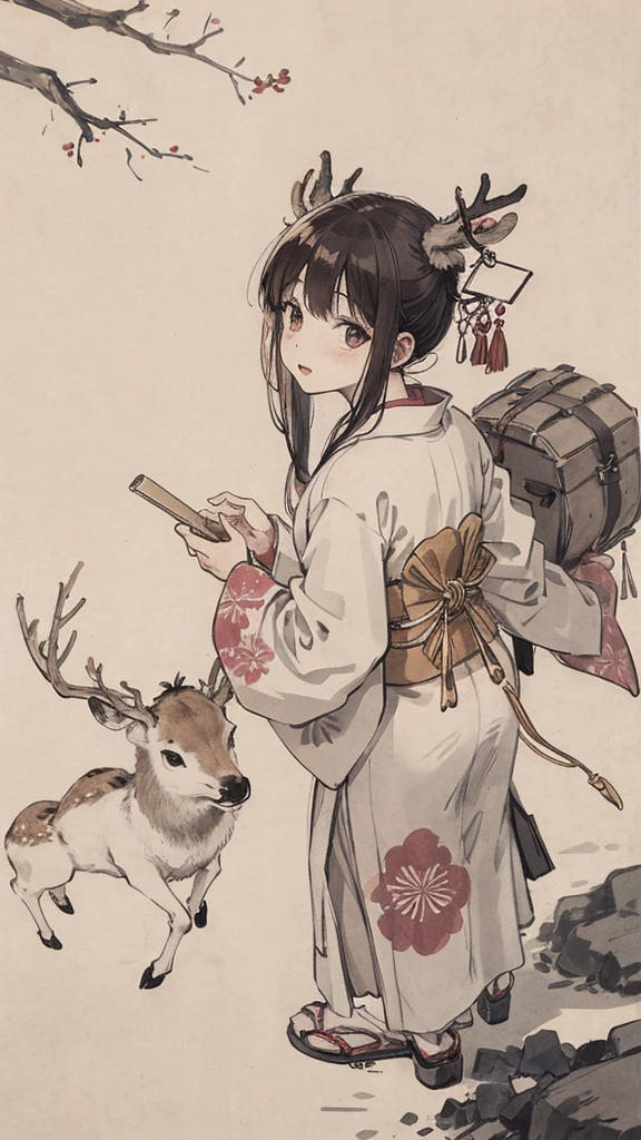 Japanese-style kimono、Deer and