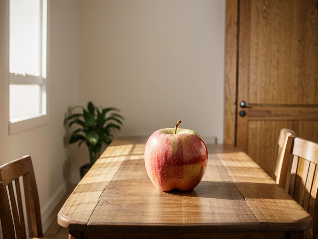 apple on a wodden table