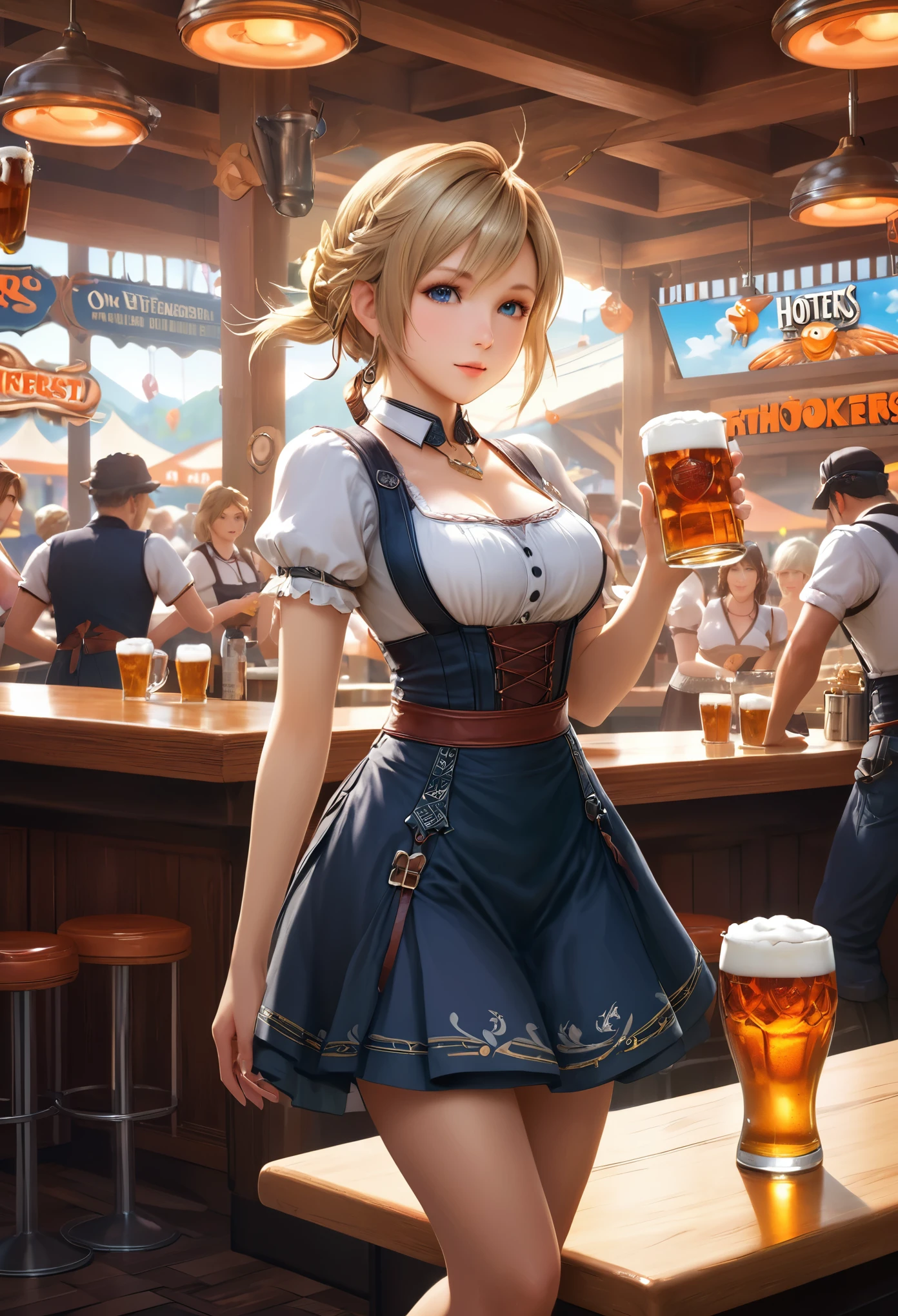 (Final Fantasy, One Girl, alone, Big swinging bust:1.6), complicated, elegant, Very detailed, Digital Painting, artステーション, コンセプトart, Smooth, Sharp focus, shape, artジャム、Greg Rutkowski、Alphonse Mucha、William Adolphe Bouguereau、art：Stephanie Law , nature, Full Shot, Symmetric, Greg Rutkowski, Charlie Bowwater, beep, Unreal 5, Surreal, Dynamic Lighting, ファンタジーart, (hooters, Oktoberfest, waitress:1.5),