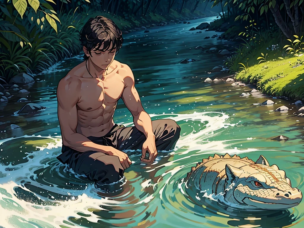 The second challenge was to cross a huge river. This river had strong currents and there were crocodiles in it. Sitting on the bank of the river, Arjun meditated and tried to understand the flow of the river. He saw that the currents of the river were like his mind, if he remained calm, he could cross safely. He crossed the river with the help of meditation.
