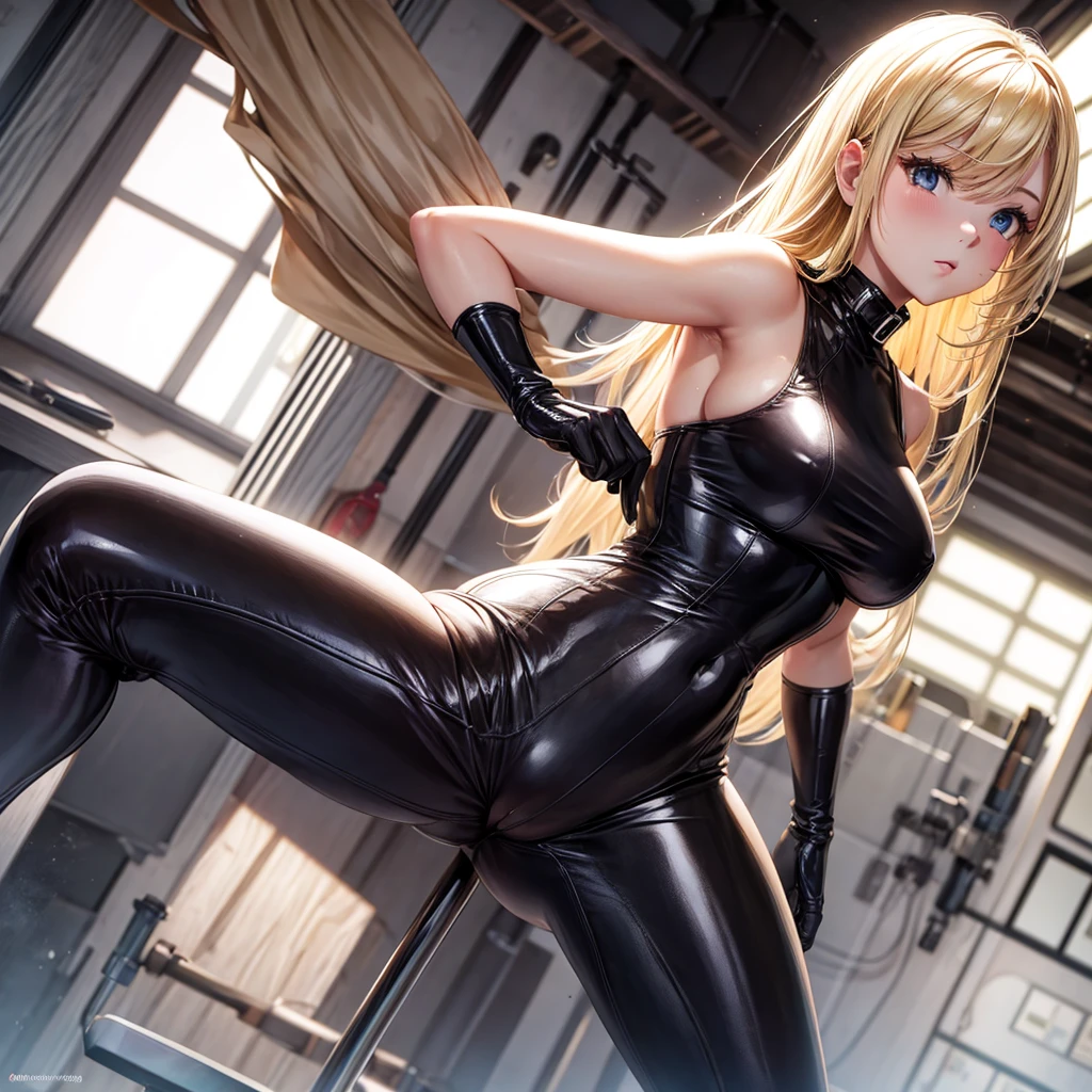blonde girl, tight sexy outfit, curvy, really sexy, best quality photo