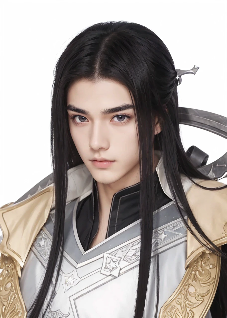 Boys,23 years old,Black long hair,Sword-like eyebrows and star-like eyes,Gentle eyes