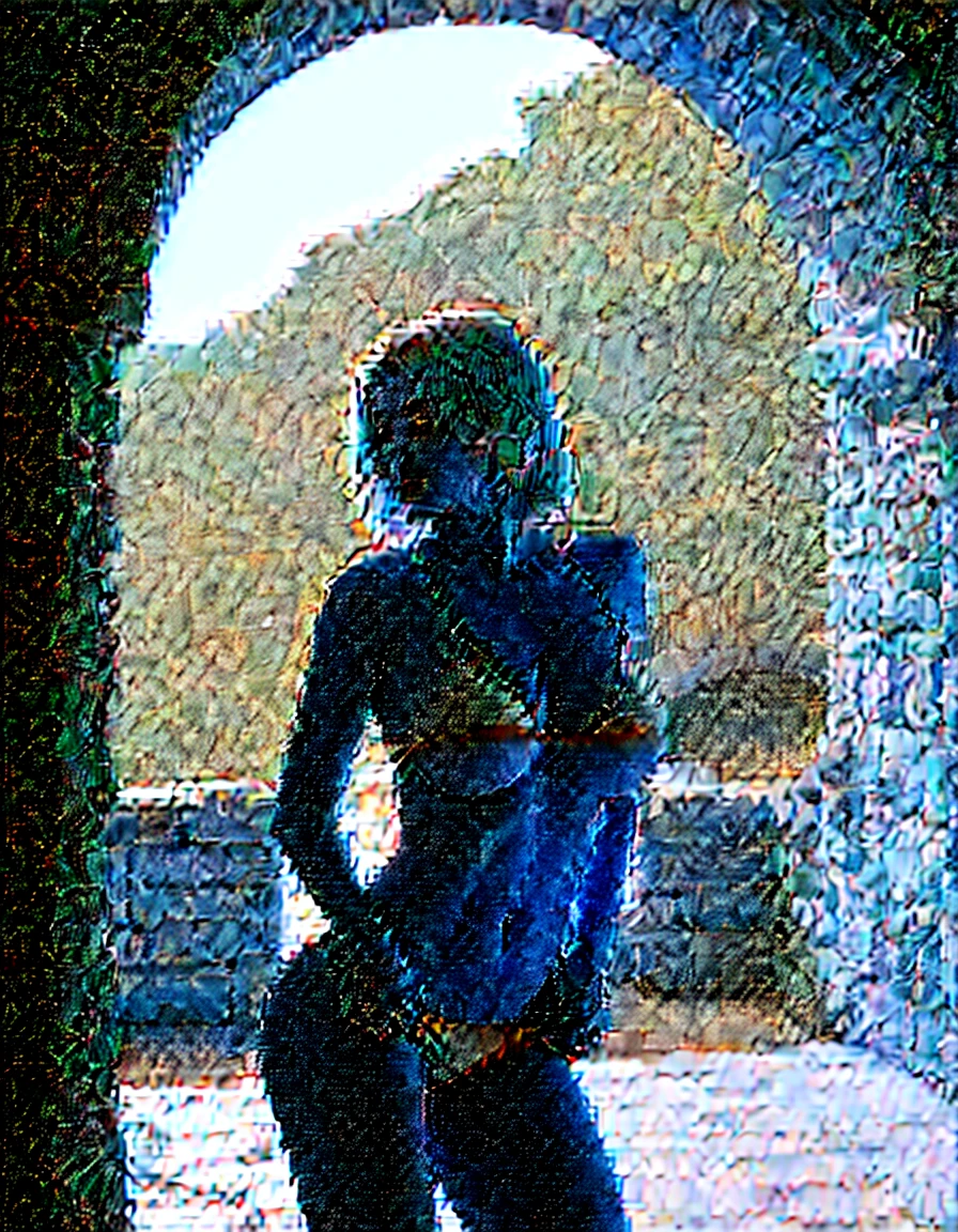 microkini, seductive pose in a stone archway, massive breasts, huge breasts, shy girl, messy bob hairstyle, hair covering her eyes, looking downwards, candid picture, candid pose, sultry expression on her face, lips parted, soft light from the side, backlighted, soft morning lighting, viewed from the side, low camera angle, V shaped panties, string sided panties, perfect bottom, perfect ass, side view, araffe woman in a grey triangle bikini posing seductively in a stone archway, faint smile,  grey bikini, gorgeous bikini model, wearing a grey bikini, triangle bikini, bikini model, elegant bikini, tiny bikini, futuristic grey-space-bikini, cute bikini,  next to a pool posing in a stone archway, sling bikini, tanned, sexy girl,  (messy bob hairstyle, white blond hair color), messy hairstyle, messy bob, messy hairstyle, white blond, 5 foot 3 inches tall, 110 pounds in weight, 34G breasts, large firm round breasts, very large breasts, cleavage, photorealistic, 4K, 8K, UHD