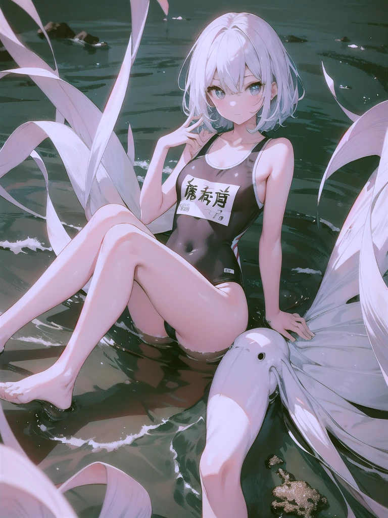 high quality、最high quality、Complete limbs、Ultra-high resolution、Sparkling eyes、Full Finger、Slender beauty、Group of 3、Wear a school swimsuit、Shiny skin