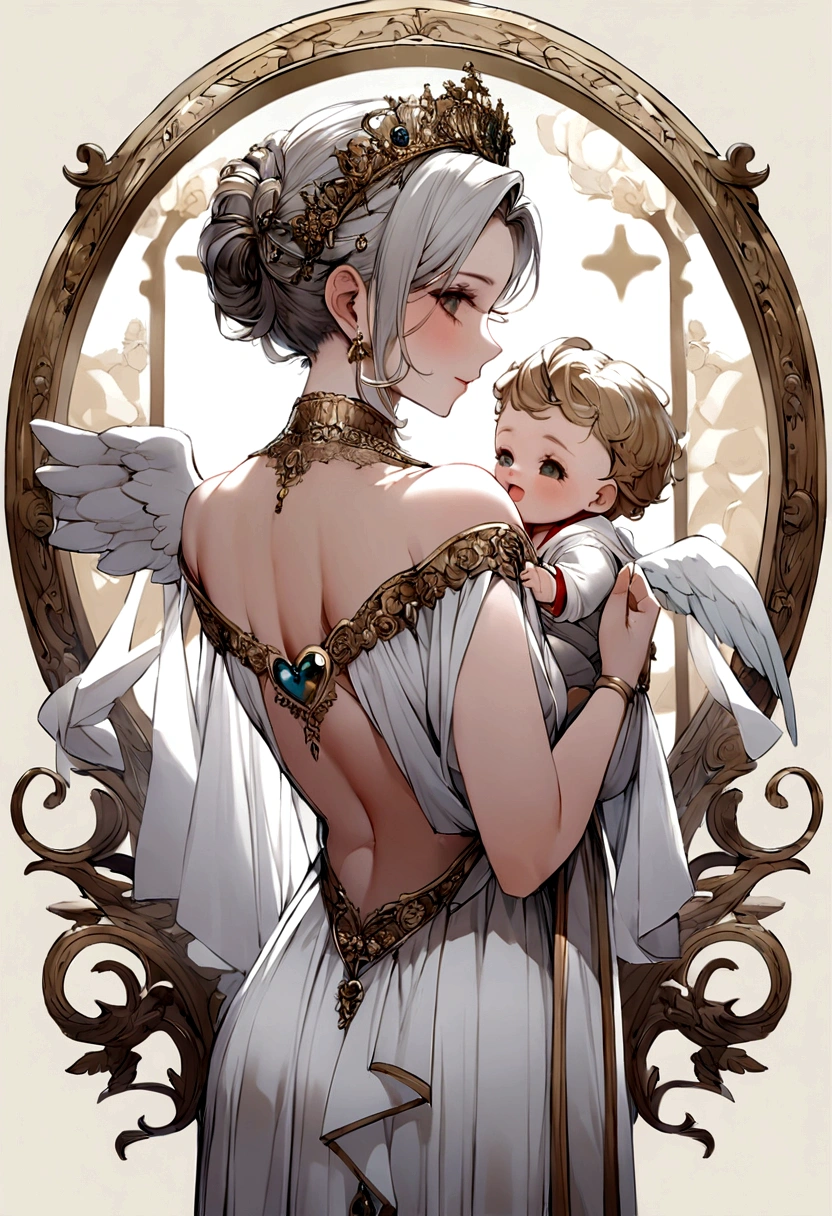 Angel Blessing、Light background、Heart symbol、Kindness、Laughter、kind、Baby Angel、looked back、Rome